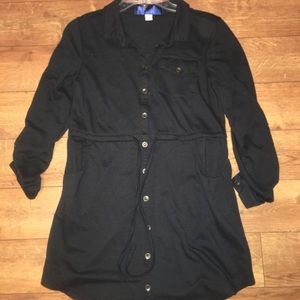 Black Button Down Tie Dress